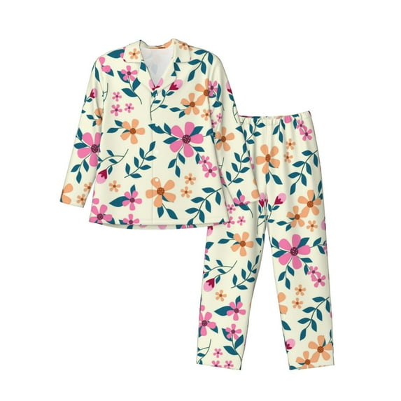Kll Cute Flower Sleepwear Mens Flannel Pajamas,Long Cotton Pj Set