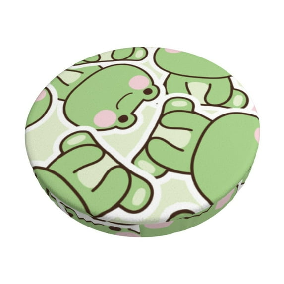 Kll Cute Frog Round Bar Chair Cushion Cover 12 Inch,Bar Stool Protector With Elastic, Soft Washable
