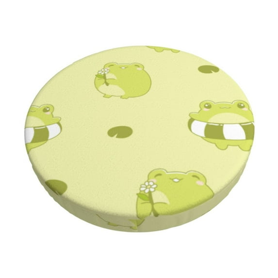 Kll Cute Frog3 Round Bar Chair Cushion Cover 13 Inch,Bar Stool Protector With Elastic, Soft Washable