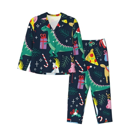 Kll Cute Funny Animals Print Women'S Long Sleeve Pajamas With Pants Sleepwear Loungewear 2 Set-X-Large