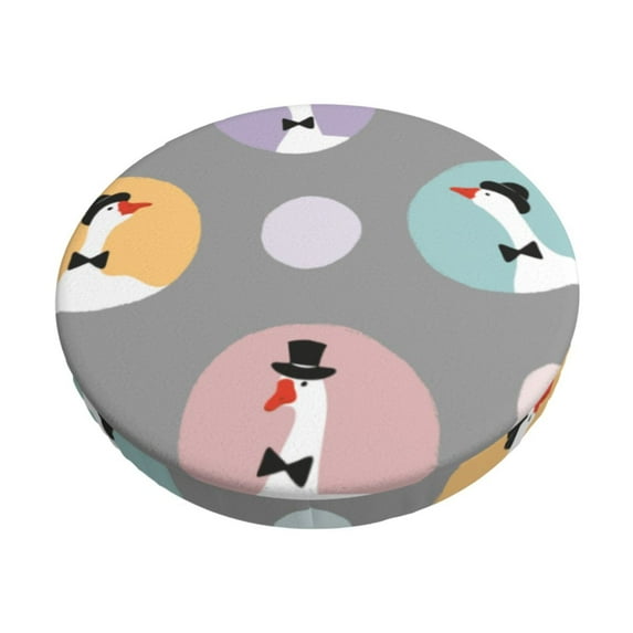 Kll Cute Geese Round Bar Chair Cushion Cover 12 Inch,Bar Stool Protector With Elastic, Soft Washable