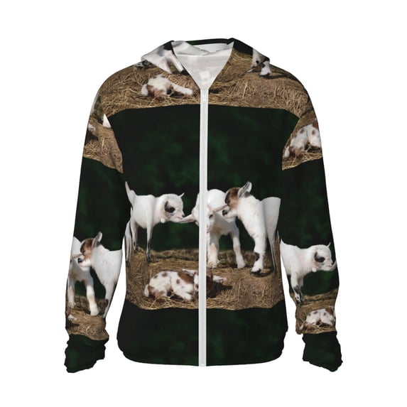 Kll Cute Goat Baby Print Men'S Women’s Upf 50+ Sun Protection Outdoor Hoodie Jacket Long Sleeve Fishing Hiking Performance Shirt- X-Large