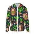 thumbnail image 1 of Kll Cute Hedgehogs Cactus Blue Print Men'S Women’s Upf 50+ Sun Protection Outdoor Hoodie Jacket Long Sleeve Fishing Hiking Performance Shirt- Xx-Large, 1 of 8