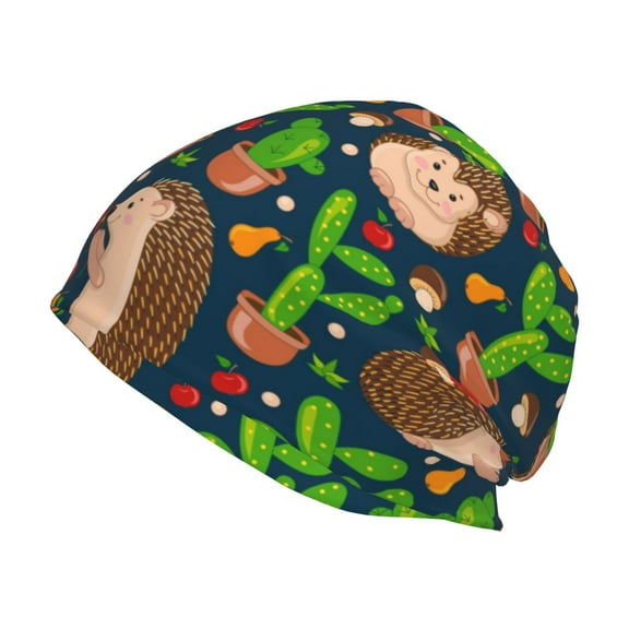 Kll Cute Hedgehogs Cactus Blue Winter Fall Beanie Knit Hats For Men & Women - Warm & Soft Stylish Toboggan Caps For Cold Weather