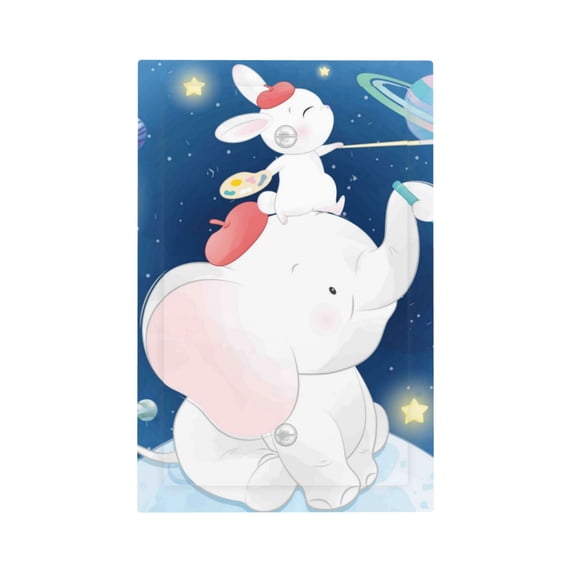 Kll Cute Little Bunny Elephant Painting A Planet Wall Plate,Gloss Finish,Standard Size 1 - 5" X 3", Polycarbonate Thermoplastic,Electric Receptacle Plug Covers