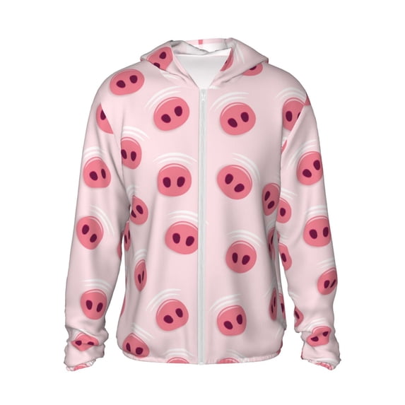 Kll Cute Pig Nose Print Men'S Women’s Upf 50+ Sun Protection Outdoor Hoodie Jacket Long Sleeve Fishing Hiking Performance Shirt- Xx-Large