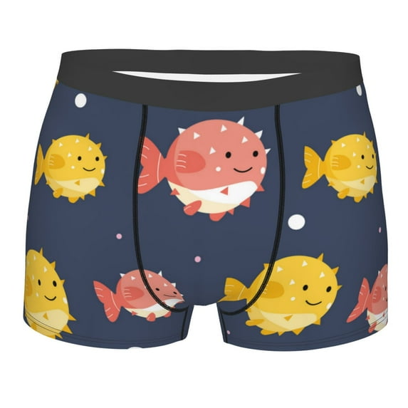Kll Cute Puffer Fish Men'S Cotton Boxer Briefs Underwear-Xx-Large