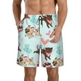 thumbnail image 1 of Kll Cute Pug Dogs Men'S Casual Summer Beach Shorts Hawaiian Shorts With Pockets-Small, 1 of 9