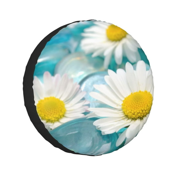 Kll Daisy Flowers Tire Cover,Universal Wheel Tire Cover For Trailer, Rv, Suv, Truck,Camper And Many Vehicle,(17 Inch)