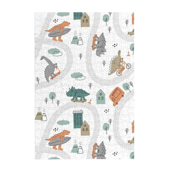 Kll Dino On A Skateboard Surf - 300 Piece Jigsaw Puzzle For Adult And Teenagers Family Educational Game Toys 300pcs