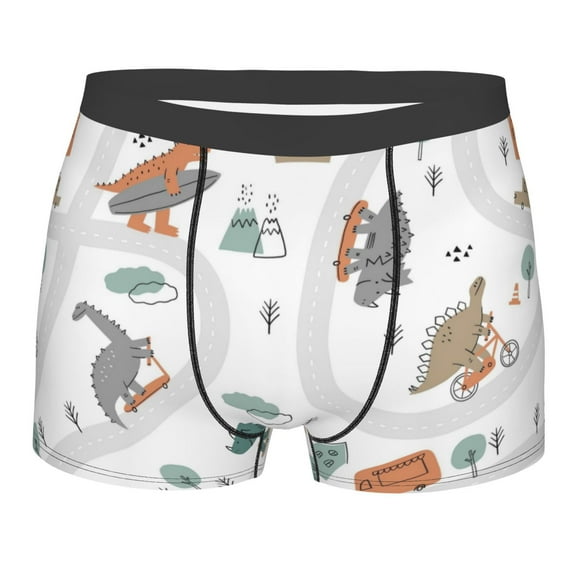 Kll Dino On A Skateboard Surf Men'S Cotton Boxer Briefs Underwear-Large