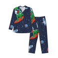 thumbnail image 1 of Kll Dinosaur Astronaut Sleepwear Mens Flannel Pajamas,Long Cotton Pj Set, 1 of 9