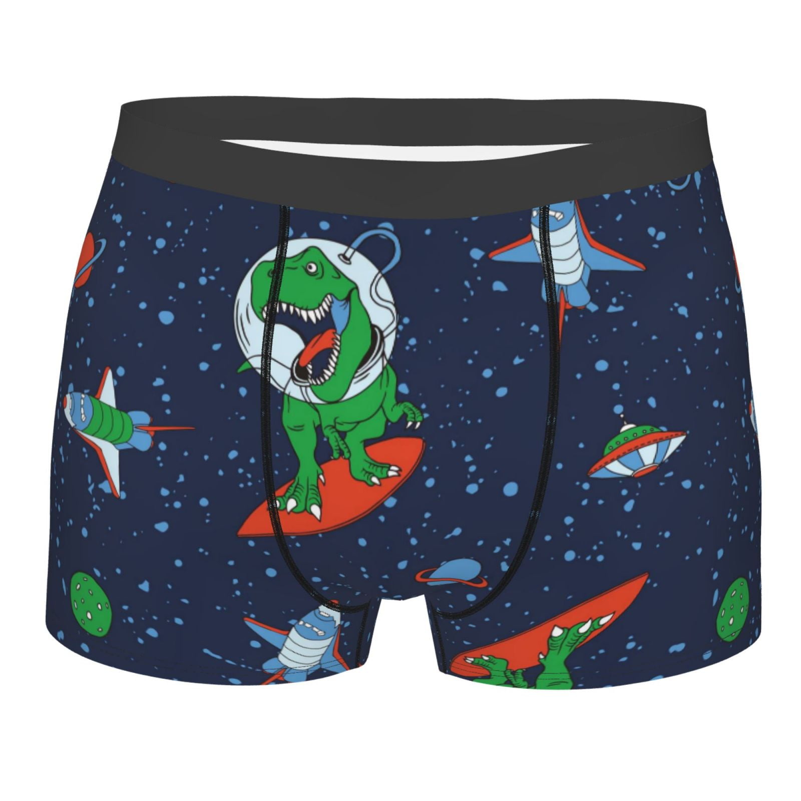 Kll Dinosaur Astronaut Space Surfing Men'S Cotton Boxer Briefs  Underwear-Large