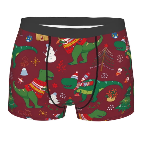Kll Dinosaur Christmas Happy New Year Men'S Cotton Boxer Briefs Underwear-Medium