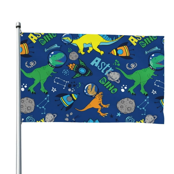 Kll Dinosaur In Space Flag 4x6 Ft Parade Party Flag Outdoor Flag Decorative Flag Banner Flags Garden Flag Home House Flags