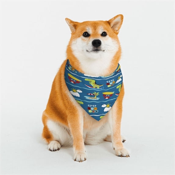 Kll Dinosaur On The Beach Vacation,Coconut Crab Dog Bandanas,Triangle Reversible Pet Scarf For Small Medium Large And Extra Large Dogs-Small