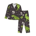 thumbnail image 1 of Kll Dinosaur Skeleton Print Women'S Long Sleeve Pajamas With Pants Sleepwear Loungewear 2 Set-X-Large, 1 of 9