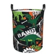 thumbnail image 1 of Kll Dinosaur Skeleton Waterproof Foldable Laundry Hamper Bucket With Handles For Storage Bin,Kids Room,Home Organizer (Small), 1 of 8