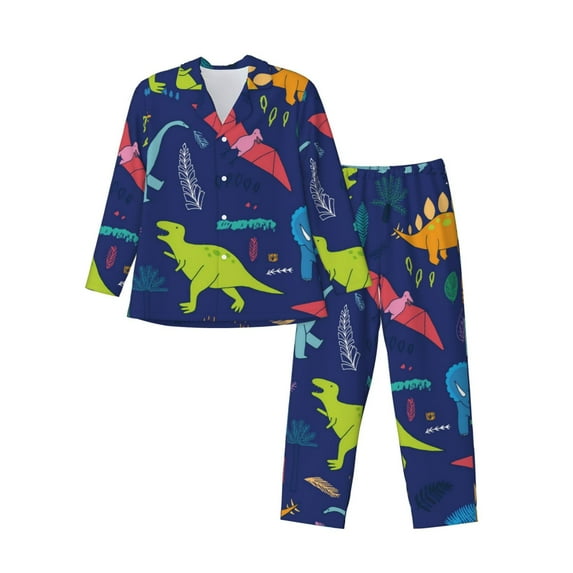 Kll Dinosaurs Adventure Sleepwear Mens Flannel Pajamas,Long Cotton Pj Set
