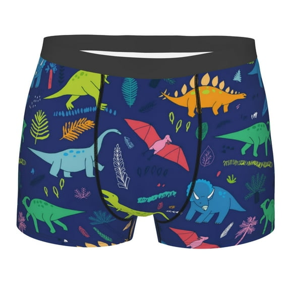 Kll Dinosaurs Adventure With Palms And Tropical Leaves Men'S Cotton Boxer Briefs Underwear-Large