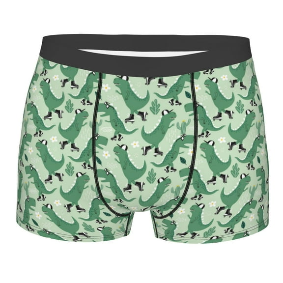 Kll Dinosaurs On Roller Skater Men'S Cotton Boxer Briefs Underwear-Small