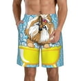 thumbnail image 1 of Kll Dog Takes A Bath In The Bathtub Men'S Casual Summer Beach Shorts Hawaiian Shorts With Pockets-Medium, 1 of 9