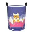 thumbnail image 1 of Kll Dog Washes In A Pink Bath Waterproof Foldable Laundry Hamper Bucket With Handles For Storage Bin,Kids Room,Home Organizer (Medium), 1 of 8