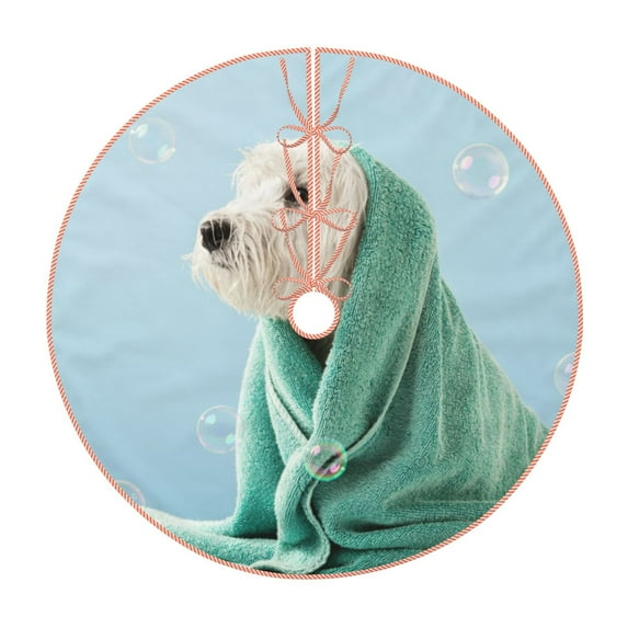 Kll Dog Wrapped In Towel Christmas Tree Skirt 48",Party Decorations Farmhouse For Christmas Decorations Holiday Party
