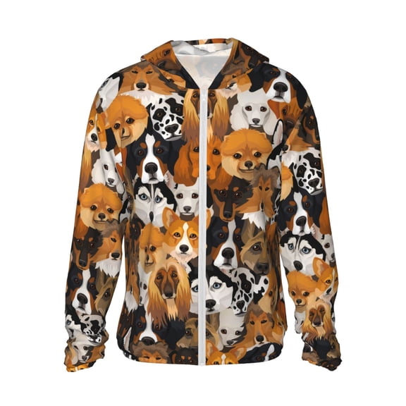 Kll Dogs Different Breeds Print Men'S Women’s Upf 50 Sun Protection Outdoor Hoodie Jacket Long Sleeve Fishing Hiking Performance Shirt- Large