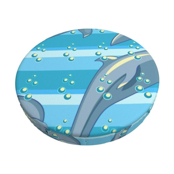 Kll Dolphin Round Bar Chair Cushion Cover 12 Inch,Bar Stool Protector With Elastic, Soft Washable