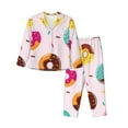 thumbnail image 1 of Kll Donut Print Women'S Long Sleeve Pajamas With Pants Sleepwear Loungewear 2 Set-Medium, 1 of 9