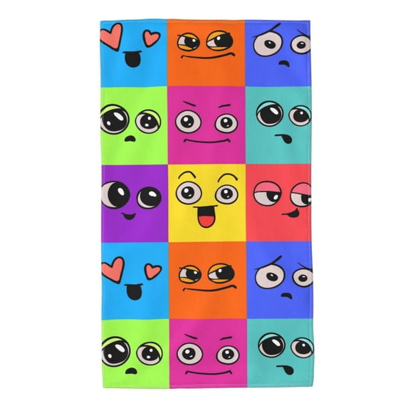 Kll Doodle Faces Emotions Ultra Absorbent & Soft Hand Towels For Bath, Hand, Face, Gym And Spa-27.5x16in