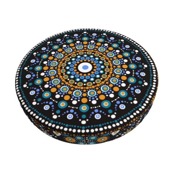 Kll Dot Mandala Round Bar Chair Cushion Cover 13 Inch,Bar Stool Protector With Elastic, Soft Washable