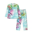 thumbnail image 1 of Kll Dragonfly Floral Sleepwear Mens Flannel Pajamas,Long Cotton Pj Set, 1 of 9