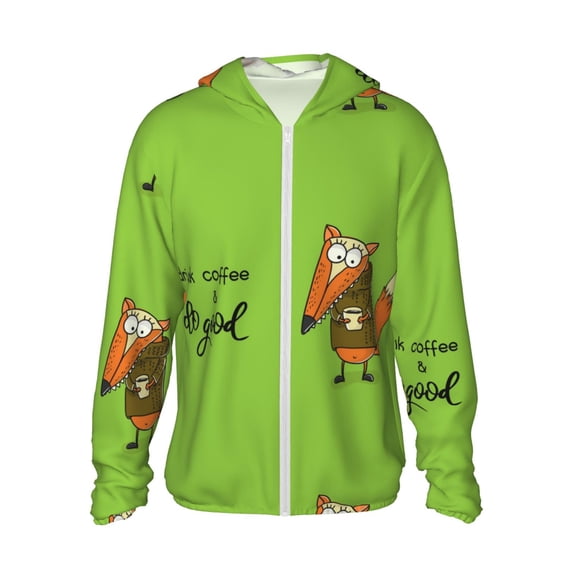 Kll Drink Coffee And Do Good Print Men'S Women’s Upf 50+ Sun Protection Outdoor Hoodie Jacket Long Sleeve Fishing Hiking Performance Shirt- X-Large