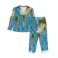 thumbnail image 1 of Kll Earth View World Map Print Women'S Long Sleeve Pajamas With Pants Sleepwear Loungewear 2 Set-Medium, 1 of 9