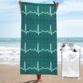 thumbnail image 1 of Kll Ecg Wave Microfiber Beach Towel Fast Drying,Extra Large 31.5"X63" Sand Free Beach Towel Super Lightweight Towels For Swimming Pool,Camping,Picnic,Yoga Gym Sports, 1 of 1