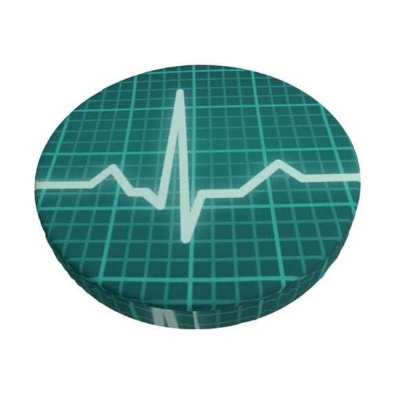 Kll Ecg Wave Round Bar Chair Cushion Cover 13 Inch,Bar Stool Protector With Elastic, Soft Washable