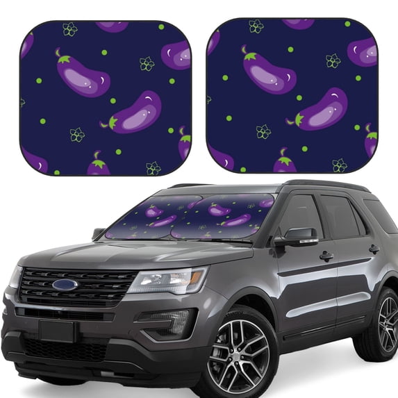 Kll Eggplant Windshield Sun Shade 2-Piece Foldable Car Front Window Sunshade For Most Sedans Suv Truck - Auto Sun Blocker Visor Protector Blocks Max Uv Rays - Large