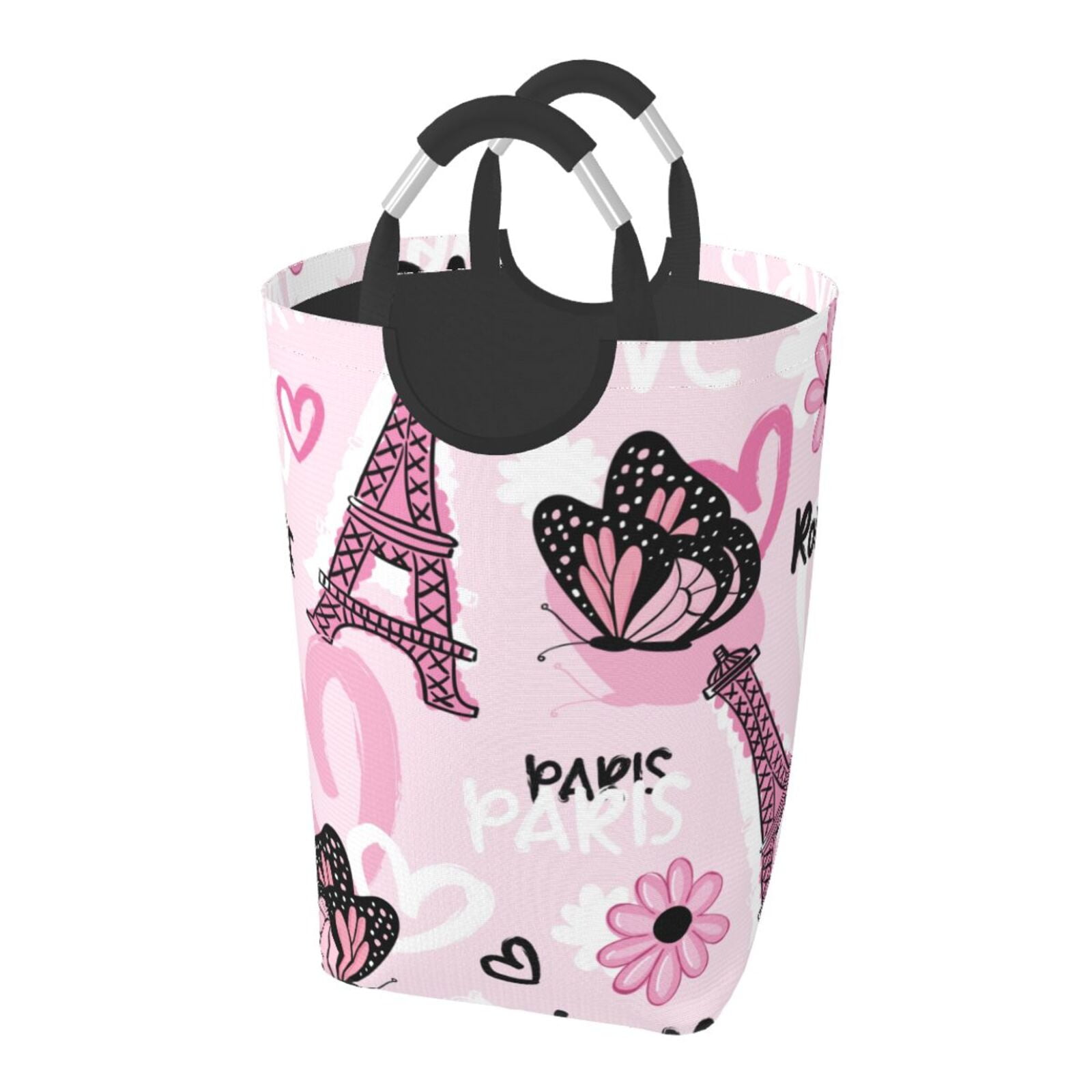Kll Eiffel Tower And Butterflies Laundry Hamper,Large Canvas Fabric