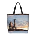 thumbnail image 1 of Kll Elephant Giraffe On A Mountain Top Sunset Pattern Aesthetic Tote Bag For Women Beach Bag Shopping Bags Shoulder Bag Reusable Grocery Bags, 1 of 1
