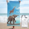 thumbnail image 1 of Kll Elephant Giraffe Overcomes Fear By Walking On High Rope Microfiber Beach Towel Fast Drying,Extra Large 27.5"X55" Sand Free Beach Towel Super Lightweight Towels, 1 of 8