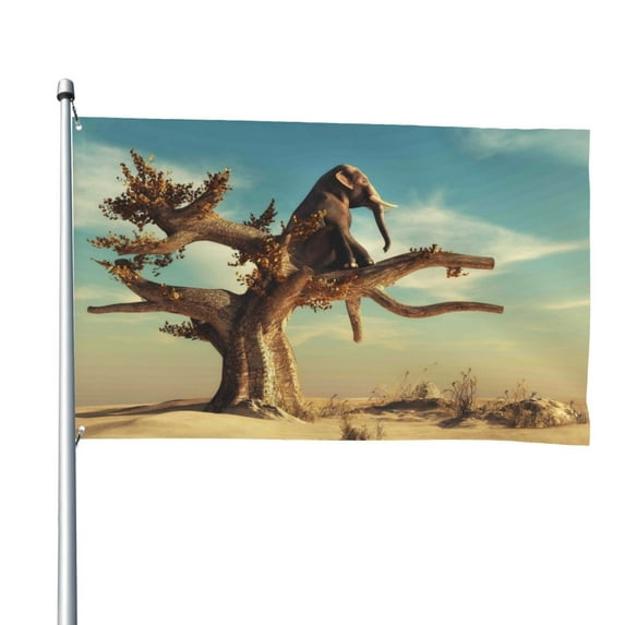 Kll Elephant On Dry Tree Flag 4x6 Ft Parade Party Flag Outdoor Flag Decorative Flag Banner Flags Garden Flag Home House Flags