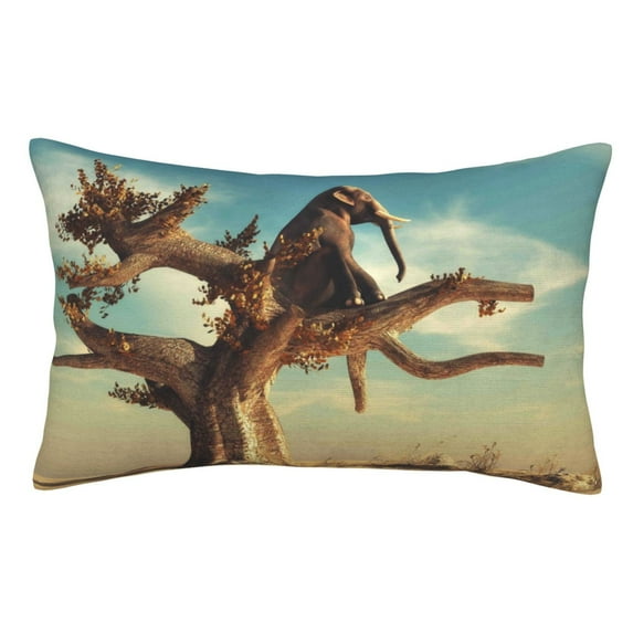 Kll Elephant On Dry Tree Pillow Covers Envelope Closure,Super Soft And Cozy Fuzzy Fleece Pillow Case Cover 14"X20"