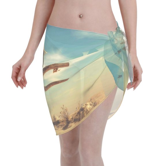 Kll Elephant On Dry Tree Print Women'S Sarong Coverups Short Bathing Suit Wrap Skirt Beach Wrap Swimsuit Cover Ups