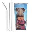 thumbnail image 1 of Kll Elephant Sits On A Stack Of Luggages Ocean Stainless Stainless Steel Vacuum Insulated Coffee Cup 20 Oz Lids And Straws,1 Metal Straws,1 Cleaning Brush, 1 of 9