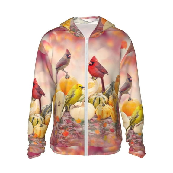 Kll Fall Colorful Print Men'S Women’s Upf 50+ Sun Protection Outdoor Hoodie Jacket Long Sleeve Fishing Hiking Performance Shirt- Large