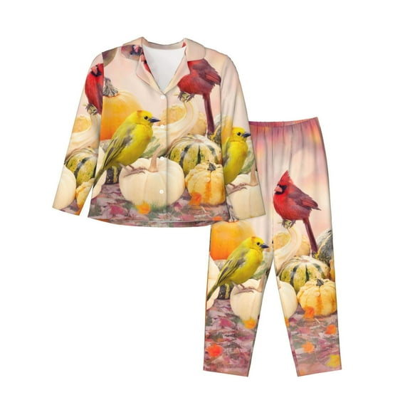 Kll Fall Colorful Print Women'S Long Sleeve Pajamas With Pants Sleepwear Loungewear 2 Set-Small