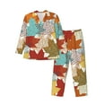 thumbnail image 1 of Kll Fall Maple Leaves Sleepwear Mens Flannel Pajamas,Long Cotton Pj Set, 1 of 9