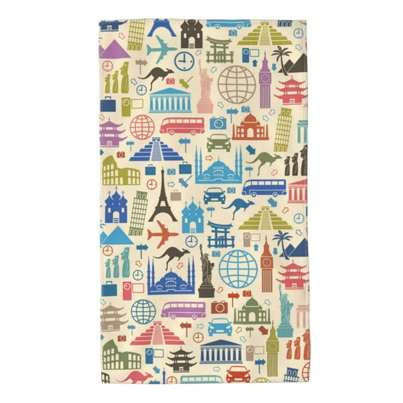 Kll Famous Places Ultra Absorbent & Soft Hand Towels For Bath, Hand, Face, Gym And Spa-27.5x16in